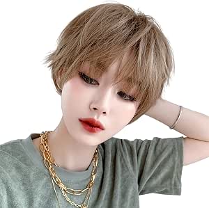 Amazon Co Jp Kutukowi ショート フルウィッグ カッコイイ ウィッグ ベリーショート かつら 女性 ストレートヘア カツラ 男装 ウィッグ ボーイッシュ 男女兼用 クールブラウン ビューティー