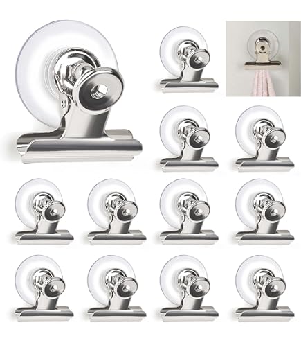 AUEAR, 8 Pack Clear Suction Cup Clips Round Clamp Holder...