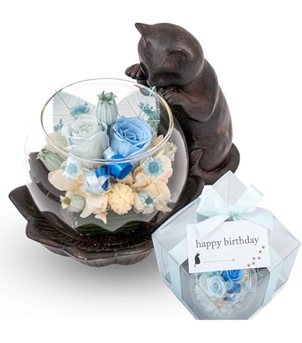 Amazon｜LOBELIA プリザーブドフラワー 猫 バラ 誕生日プレゼント