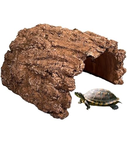 Amazon | Foivozs 爬虫類 シェルター 樹皮紋 リクガメ シェルター 大型