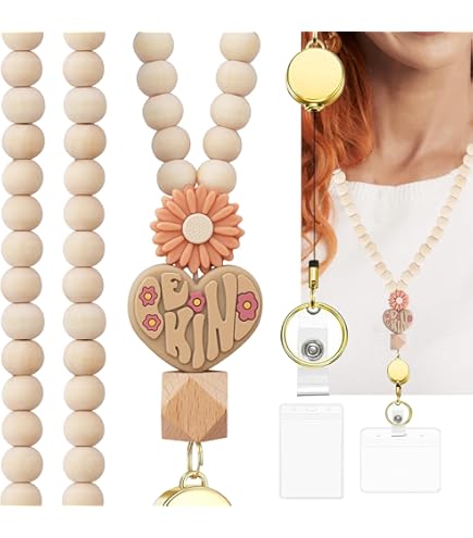 UZRYLZY Cute Beaded Teacher Lanyard With Retractable Badge Holder - Breakaway Safety Lanyard For ID Badges, Keys - View #9