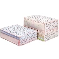Amazon｜アストロ 羽毛布団 収納袋 薄ピンク 花柄 小花柄 2枚組