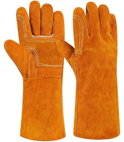 Amazon.co.jp: simon(シモン) 牛床革 5本指 溶接用手袋 全長約35cm