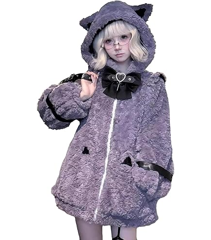 Amazon.co.jp: もふもふコートレディース モコモコ パーカー 耳付き