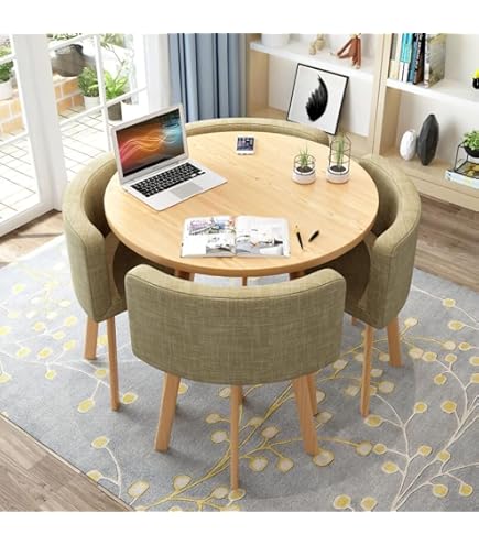 Amazon｜MIQXUANダイニングテーブルセット 丸い形 食卓セット 4人掛け