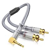 RCA 3.5mm 変換 オーディオケーブル,SOUNDFAM 3.5mm to 2RCA オーディオケーブル スマートフォン、MP3、タブレット、スピーカー、ホームシネマ、HDTV に対応-グレー(1M)