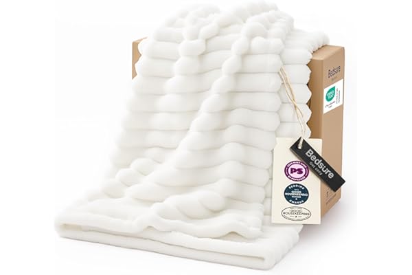 Bedsure Bedsure Throw Bed Blanket - Fleece Throw White Room Decor, 50x60 | Fleece Blanket, Super Soft Winter Throws Women Birthday Gifts, Room Decor for Couch Sofa Bed