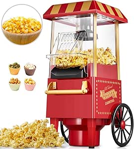 Amazon 1100wホットエアポップコーンポッパー ポップコーンメーカーマシン 測定カップと取り外し可能な蓋付きエレクトリックポップコーン マシン 健康ポップコーンメーカー オイル不要 子供用 Gnsda キッチン家電