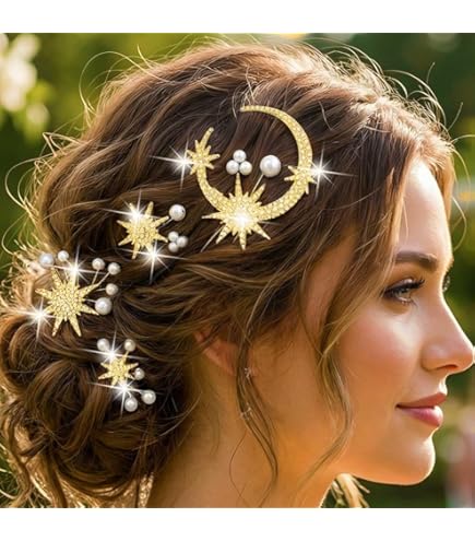 Amazon | BARTOSI ムーンスター ヘアアクセサリー 天体ヘアピン