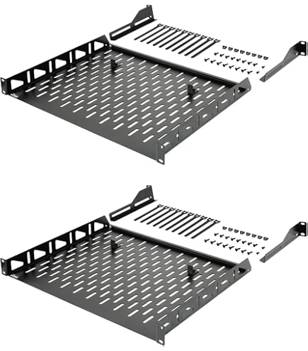 Rack Aperto TECMOJO 16U 4 Montanti | Mobile Per Server E AV Con Ruote | 2 Ripiani Inclusi, Acciaio Pesante - 3