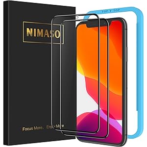 【ガイド枠付き】 【2枚セット】 Nimaso iPhone 11 / iPhone XR 用 全面保護フィルム 強化ガラス 【フルカバー】保護フィルム ( 6.1 インチ iPhone11 / iPhoneXR 用 フィルム )