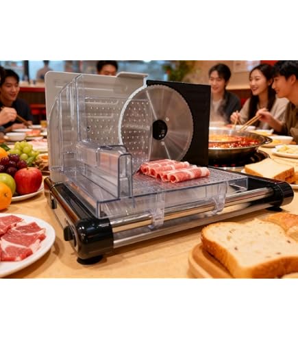 Amazon | Hanchen 電動スライサー 折りたたみ式 ミートスライサー 肉