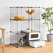 Amazon.co.jp: Topzoo 猫 ケージ トイレ付き トイレ一体型 防臭 飛散