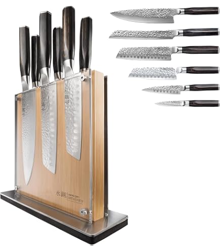 Baccarat Damashiro Emperor Shi Knife Block 7 Piece 100% Bamboo