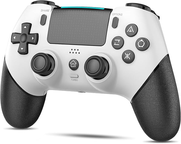 PS4コントローラー【2026年新版·金賞傑作】Onefun ps4 コントローラー 大容量1000mAh Bluetooth無線接続 背面ボタン付き マクロ機能 Turbo自動連射機能 6軸ジャイロセンサー搭載 16時間連続使用 高耐久ボタン イヤホンジャック付き ワイヤレス4コントローラ ー P4/P4 Pro/Slim/PC対応 日本語取扱説明書 (ホワイト/ブラック) - 1