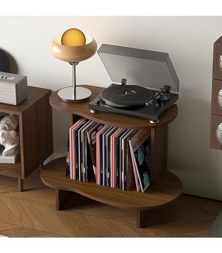 Amazon.co.jp: 木製LPレコードプレーヤースタンド 3段ターンテーブル