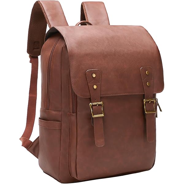 ECOSUSI Laptop Backpack for Women PU Leather Backpack Vintage for