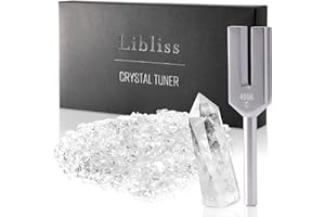 【anemone10月号掲載】音叉 クリスタルチューナー 4096hz 水晶さざれ 5点セット (水晶)