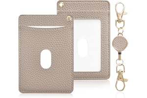 [Wasenn] 定期入れ リール付き 両面 レディース パスケース 人気 伸びる ストラップ付き 交通 icカードケース 薄型２枚収納 idカードホルダー 縦 社員証ケース 通勤 通学 シンプルさ アーモンドブラウン