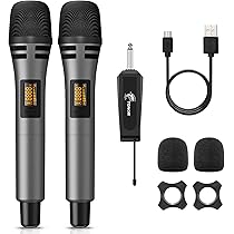EIVOTOR デュアルチャンネル ワイヤレスマイクシステム 2本セット EIVOTOR デュアルチャンネル ワイヤレスマイクシステム 2本