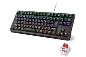 iClever ゲーミングキーボード テンキーレス 赤軸 メカニカル キーボード 日本語配列 有線 91キー 80%サイズ カスタマイズ 24種類 バックライト ゲーム/オフィス用 パソコンキーボード Windows対応 G06 (ブラック)