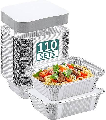 WANBAO 50 PACK 8.3\x6.2\ Disposable Tin Foil Pans with Lids 2.25LB Aluminum Pans To Go Containers for Cooking, Baking, Catering Party Meal Prep, Take Out, Freeze WANBAO 50 PACK 8.3\x6.2\ Disposable Tin Foil Pans with Lids 2.25LB Aluminum Pans To Go Containers for Cooking, Baking, Catering Party Meal Prep, Take Out, Freeze