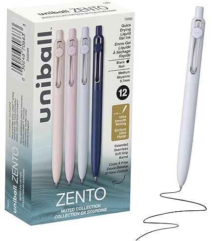 uniball Zento リキッドゲルインク格納式ペン 中字 ブラックインク