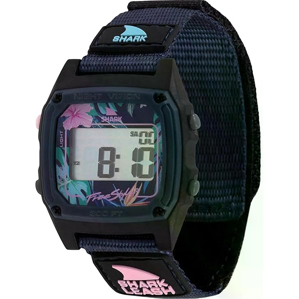 SHARK FREE STYLE 、シャーク　ブラック&ホワイト　ベルクロ 腕時計 時計 防水 フリースタイル シャーク アナログ クリップ
