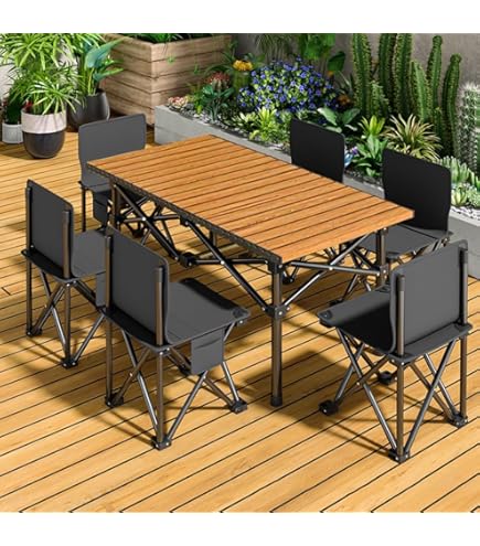 Amazon.co.jp: HEEOREV アウトドア テーブル チェアセット キャンプ