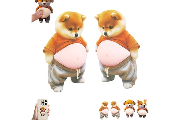 犬 お腹 シール 3D【2025新型】柔らかいお腹 ぷにぷにシール かわいい 3D もっちりスクイーズ ステッカー シー ル帳 デコレーション 携帯電話飾り用 手帳用 日記帳用 车用 手芸用品 (B)