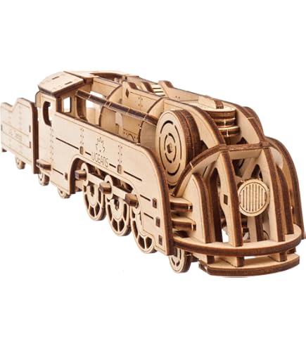 Amazon.co.jp: Uguter 3D木製パズル 電車 機関車 DIY ギア ドライブ