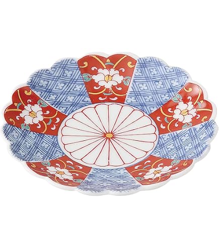 Amazon | 箱入5客 龍峰窯 金彩赤絵 祥瑞花丸紋むすび皿 古伊万里様式
