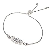 Kate Spade New York Flower Crystal Slider Adjustable Bracelet Silver Plated