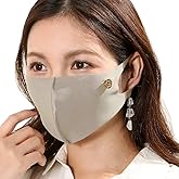 [Reasy] 吸水速乾＆UVカット機能付き無地ビジューマスク