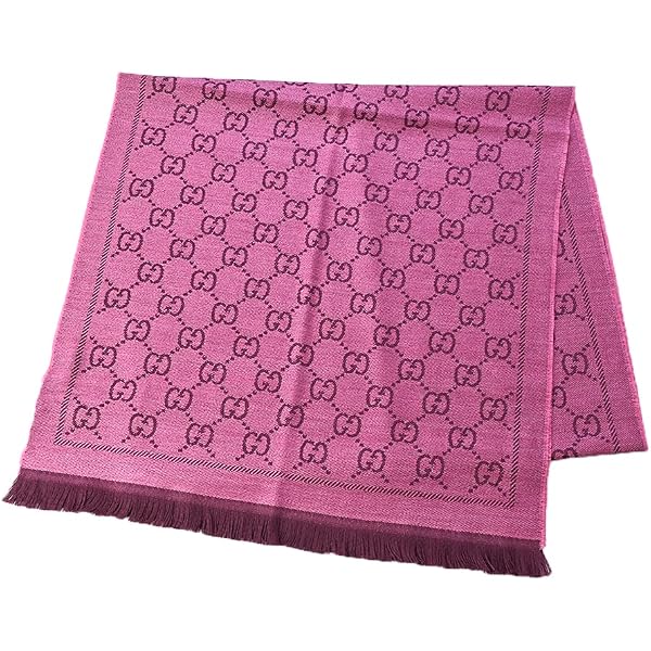 GUCCI グッチ ストール マフラー GG柄 ライトピンク・グレー ウール100% 品番133483 3G200 1272 正規品　超美品 Amazon | [グッチ] 厚手ストール マフラー メンズ レディース GG柄