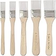 Benrii Multi-Purpose Brush, Set of 5 Sizes, Paint Brush, Nylon Brush, Wooden Handle, Anti-deformation, Paint Brush, Cleaning, Furniture Painting, Watercolor, Design, Barbecue Paint, Water-Based Oil