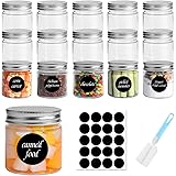 KITment 15pack Small Mason Jars with Airtight Metal Regular Lids, 8oz/250ml Glass Canning Jars with Wide Mouth for Spices, Ho