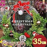 クリスマスリース 玄関 手作り[クリスマスカーニバル] 生　35ｃｍ　クリス のりのりサンタ