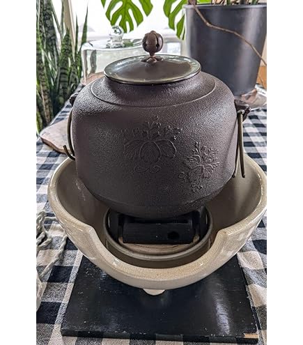 Amazon.co.jp: ○釜師 畠春斎/風炉 藤田宗勝 唐銅 茶釜 鬼面風炉