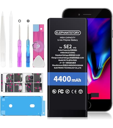 Amazon | ElephantStory For iPhone SE3 バッテリー 交換用 4400mAh 大