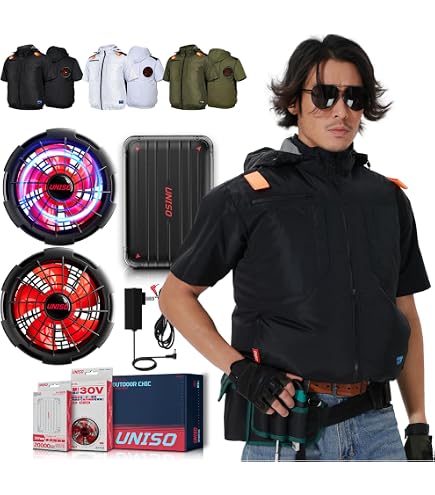 UNISO 空調服 ファン バッテリー セット Amazon.co.jp: 空調作業服