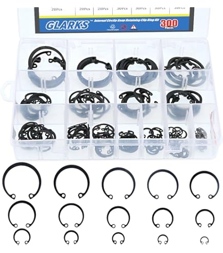 300-Piece Metric Internal Snap Rings Assortment - 7mm To 30mm Round Wire C-Clips In Storage Box