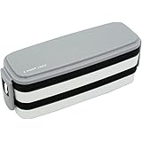 オーエスケー 2 POINT LOCK 小食さんのお弁当箱 2段 (仕切付) グレー BLW-34H