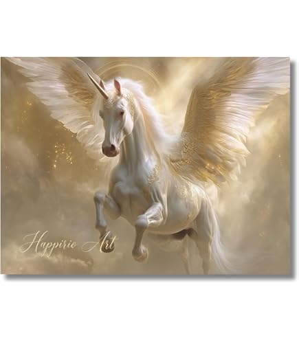 Amazon.co.jp: 【Happirio】開運アート｜黄金瑞馬《神馬》ポスター｜金