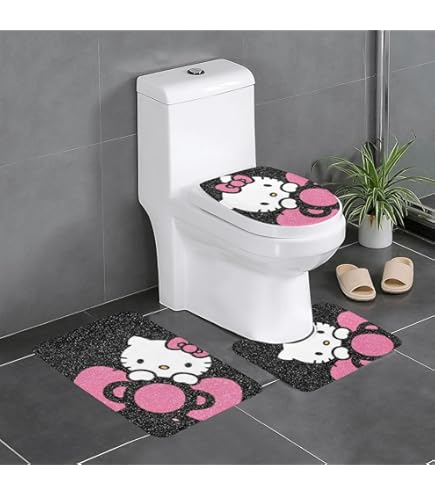 Amazon｜ハローキティ (3) 3点セット トイレマット フタカバー 便座