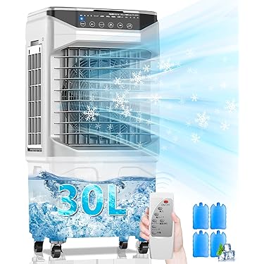 ❤️新品❤️冷風機 8L 大容量 3段階風量 静音 入・切タイマー リモコン Amazon | 【2024年新登場】冷風機 冷風扇 扇風機 強力 【3方向で吸水し