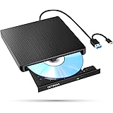 DETROVA 外付けDVD/CDドライブ DVDレコ CD/DVD-Rプレイヤー USB3.0&Type-C両用ケーブル Window/Linux/Mac OS対応 読み出し&書き込み エラー校正 TYPE-Cコネクター付き 景品DVD-R付き 日
