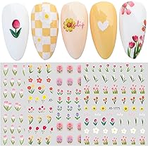 Amazon | LANODO 6枚 ネイルシール 複数のスタイル チューリップ DIY
