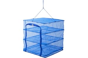 アサヒ興洋 干しかご 3段 ブルー LL 野菜 梅干し 干物 乾燥 折りたたみ 干し網 ドライネット 物干しネット アウトドア キャンプ