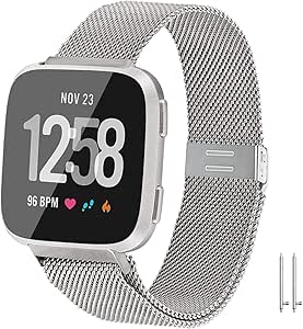 Amazon Besbandリストバンドは Fitbit Versa Versa 2リストバンドと互換性があります Fitbit Versa Versa 2 Versa Lite Versa Se Fitnessスマートウォッチのトップメタルリストバンド交換用リストバンドです シルバー スマートウォッチアクセサリ 通販